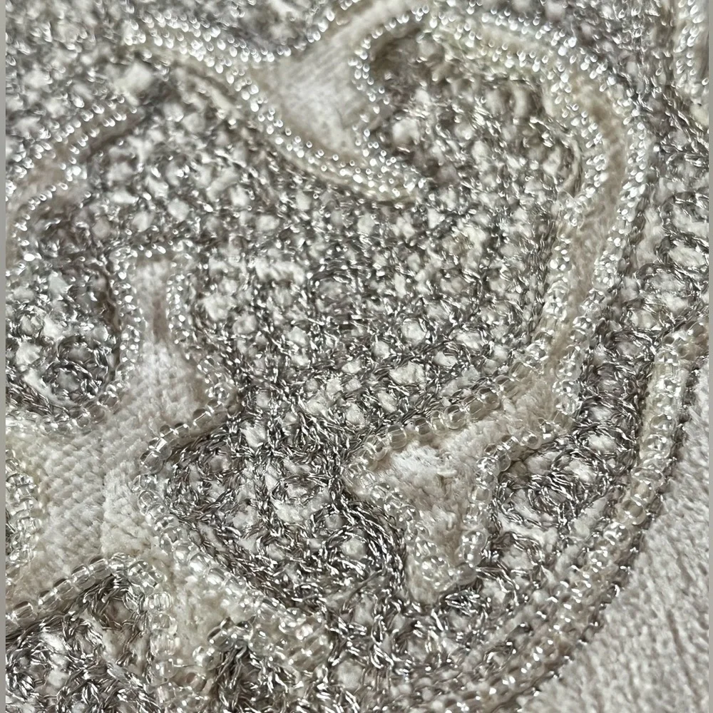 Z Gallerie Set of Two (2) Silver Cream Beaded Euro Pillow Shams